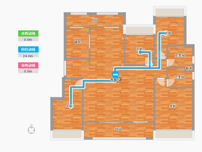 重庆-重庆市-龙湖長滩原麓套内137m²-140.02-户型库-动静线