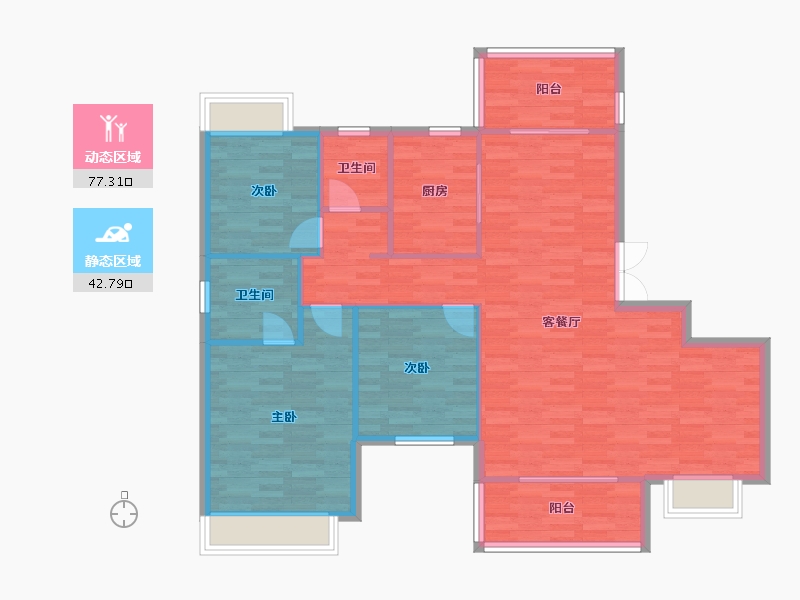 重庆-重庆市-龙湖尘林间大平层2号楼,大平层4号楼,大平层5号楼套内111m²-110.28-户型库-动静分区