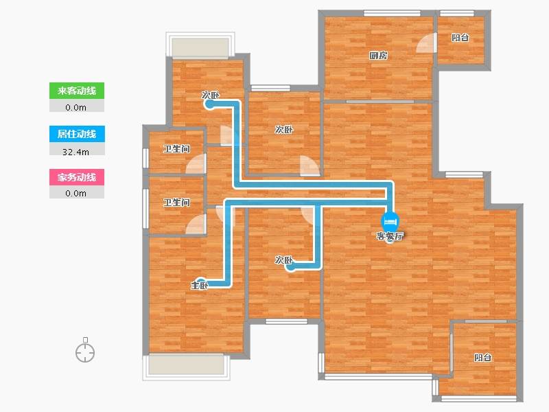 重庆-重庆市-龙湖尘林间大平层4号楼,大平层5号楼套内162m²-157.83-户型库-动静线