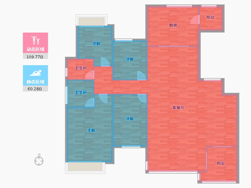 重庆-重庆市-龙湖尘林间大平层4号楼,大平层5号楼套内162m²-157.83-户型库-动静分区