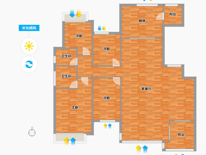 重庆-重庆市-龙湖尘林间大平层4号楼,大平层5号楼套内162m²-157.83-户型库-采光通风