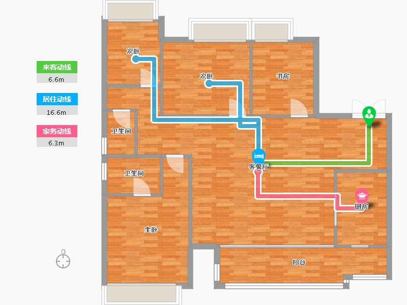 重庆-重庆市-华宇旭辉御璟湖山6号地块5,6,7,8号楼套内115m²-122.12-户型库-动静线