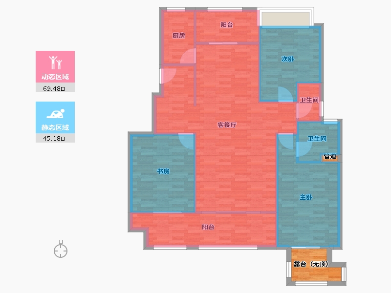 重庆-重庆市-恒大云湖上郡观山悦洋房1栋,花溪洋房2栋124m²-109.65-户型库-动静分区