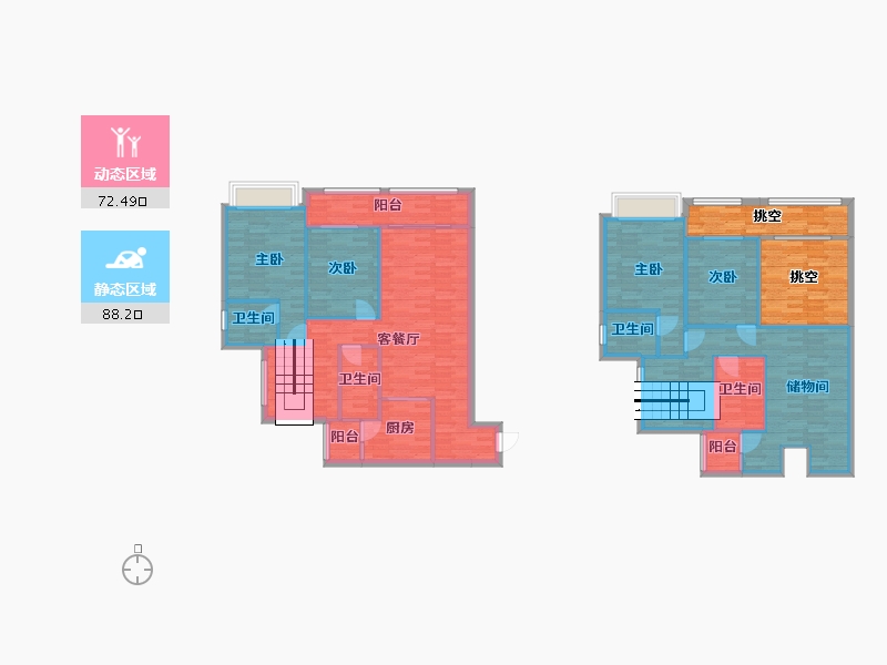 重庆-重庆市-恒大轨道时代5号楼套内153m²-165.01-户型库-动静分区