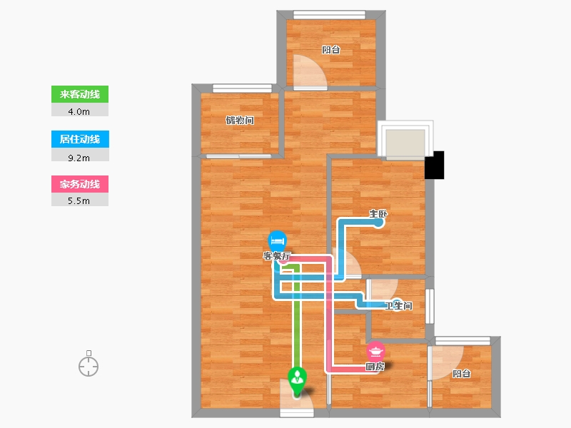 重庆-重庆市-银翔城盛世豪庭11号楼,天誉学府5号楼69.85m²-56.00-户型库-动静线