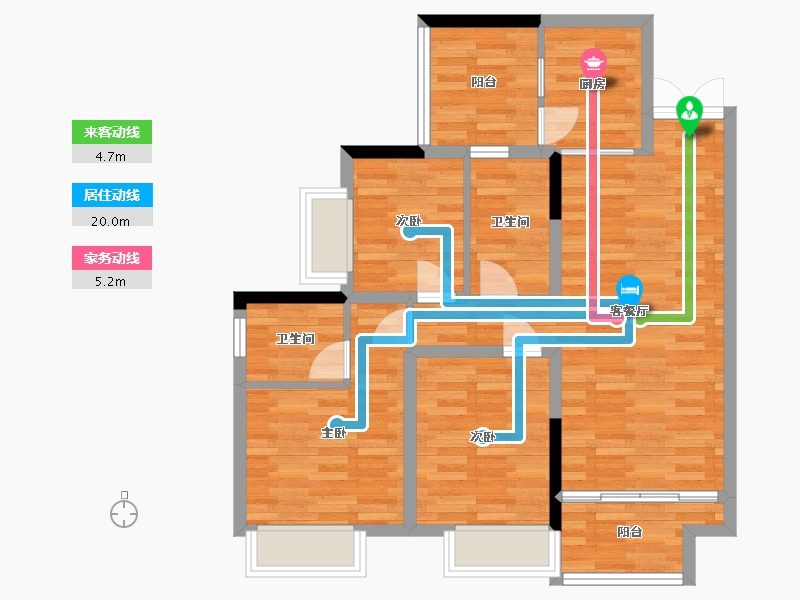 重庆-重庆市-御华兰亭建面99.89m2套内82m2-78.71-户型库-动静线