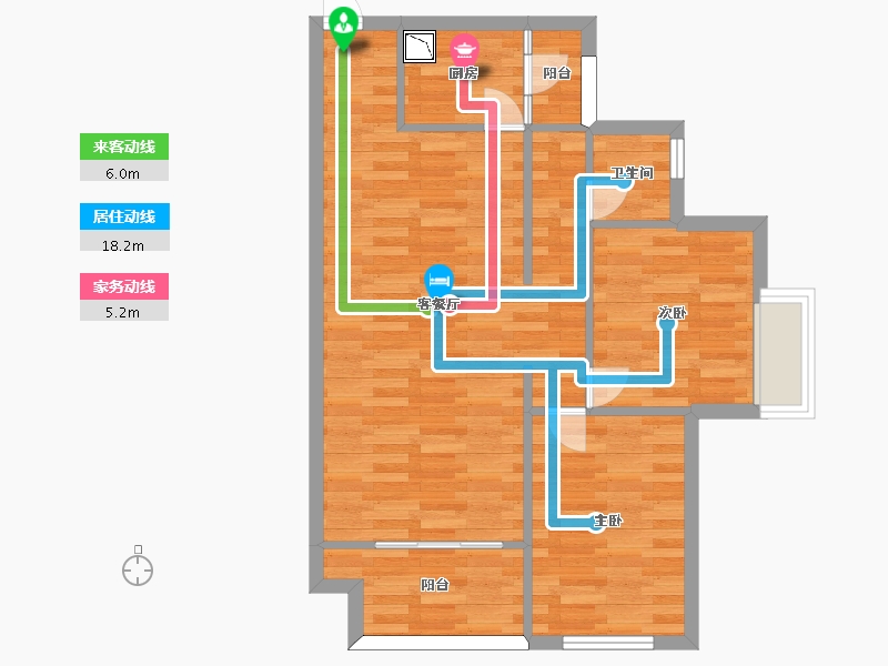 重庆-重庆市-云山晓26号楼,29号楼,30号楼套内64m2-64.00-户型库-动静线