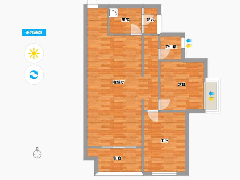 重庆-重庆市-云山晓26号楼,29号楼,30号楼套内64m2-64.00-户型库-采光通风