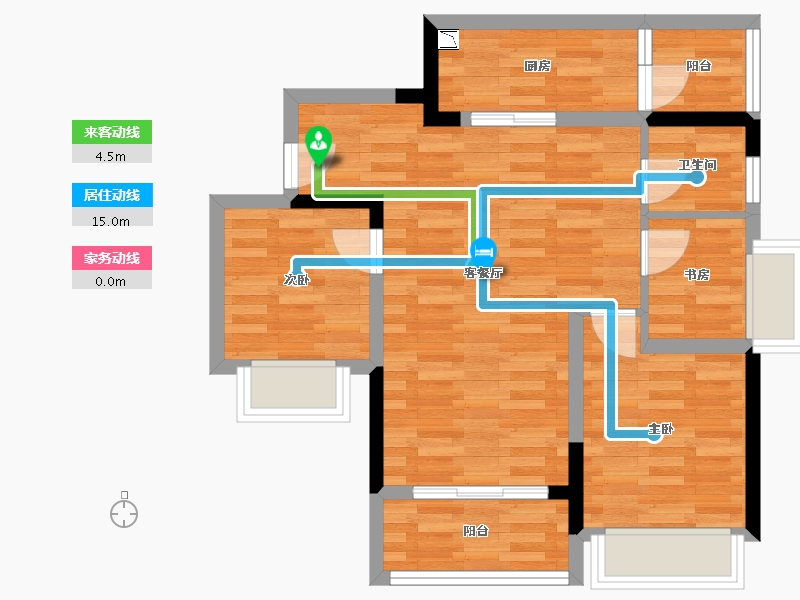 重庆-重庆市-旭辉金科空港2号地块3号楼套内67m²-63.10-户型库-动静线