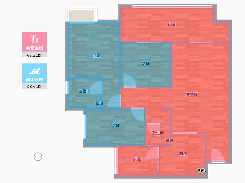 重庆-重庆市-万科金域蓝湾三期6号楼套内93m²-93.00-户型库-动静分区