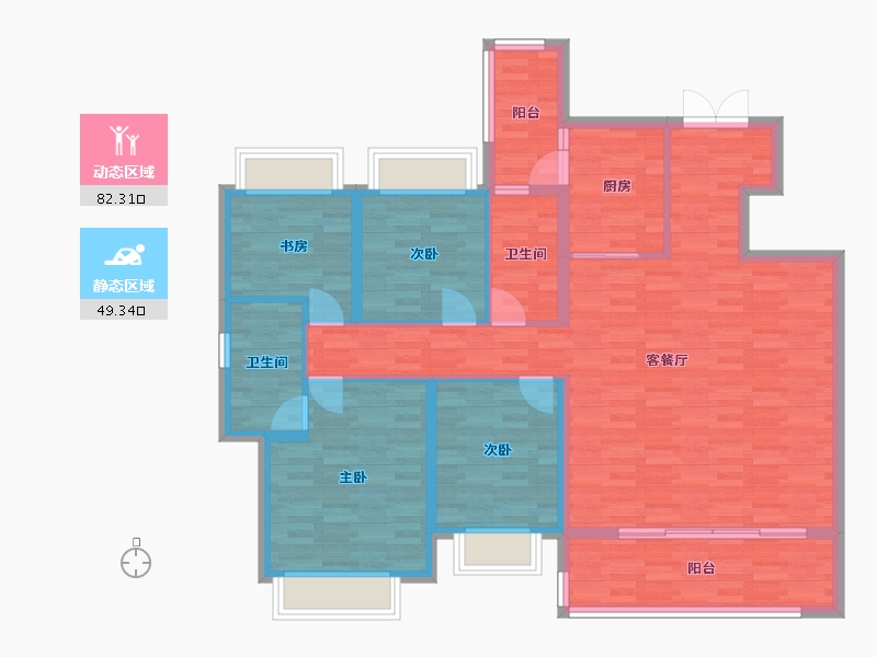 重庆-重庆市-香港置地云山岳洋房5号楼套内120m²-118.91-户型库-动静分区