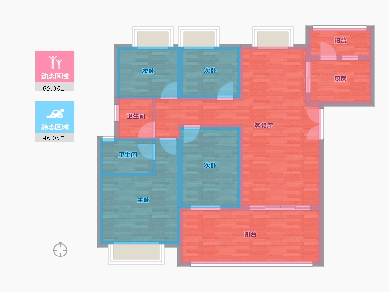 重庆-重庆市-龙湖紫云赋124m²-102.53-户型库-动静分区