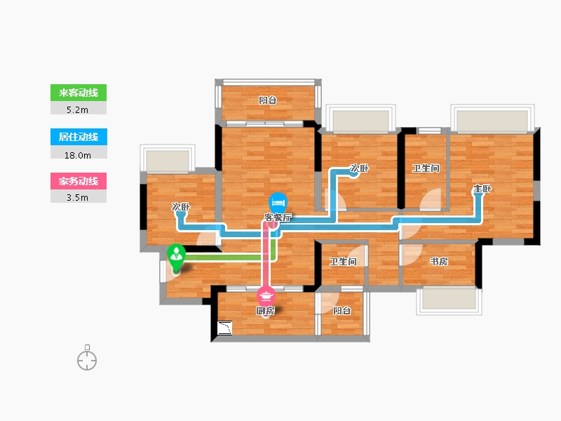 重庆-重庆市-旭辉金科空港2号地块10号楼套内85m²-78.77-户型库-动静线