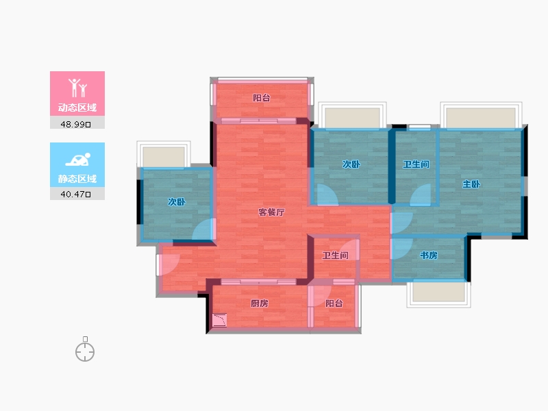 重庆-重庆市-旭辉金科空港2号地块10号楼套内85m²-78.77-户型库-动静分区