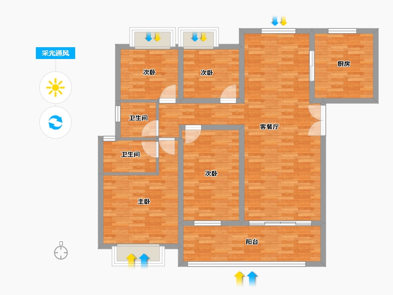 重庆-重庆市-龙湖紫云赋137m²-108.28-户型库-采光通风