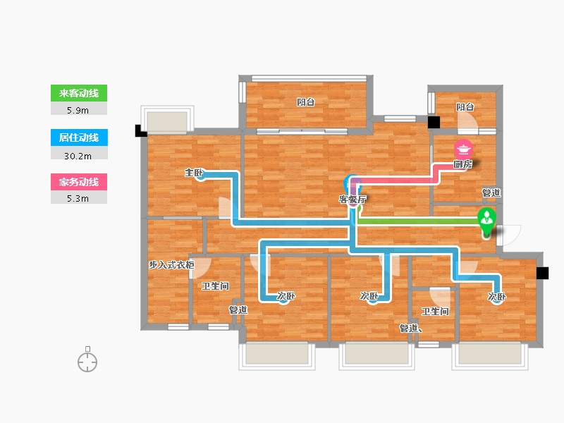 重庆-重庆市-万科金域蓝湾三期6号楼,二期洋房6号楼套内111m²-111.01-户型库-动静线