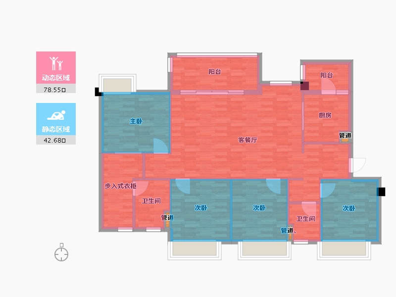 重庆-重庆市-万科金域蓝湾三期6号楼,二期洋房6号楼套内111m²-111.01-户型库-动静分区