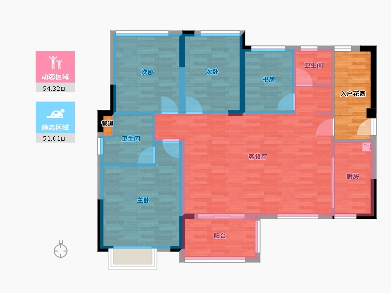 重庆-重庆市-雅居乐富春山居5号楼,7号楼套内115m²-102.85-户型库-动静分区