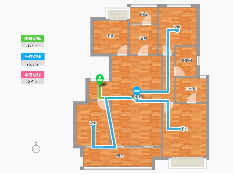 重庆-重庆市-华润琨瑜府25,4,3,6,9,30,31,26,5号楼，127m²-106.40-户型库-动静线