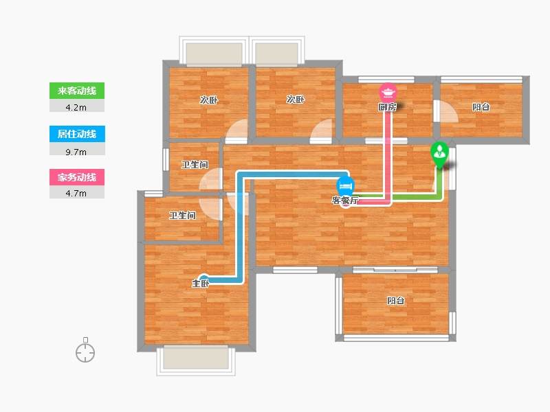 重庆-重庆市-龙湖紫云赋99m²-90.52-户型库-动静线