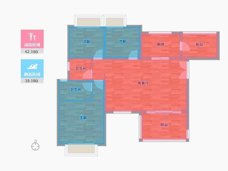 重庆-重庆市-龙湖紫云赋99m²-90.52-户型库-动静分区