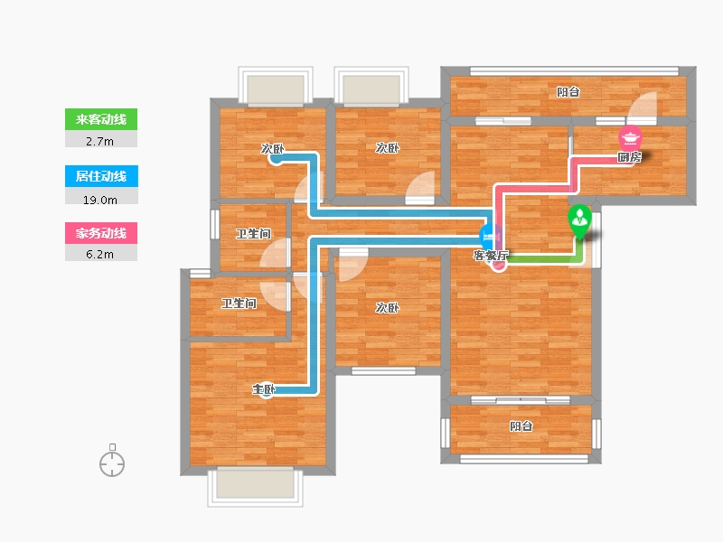 重庆-重庆市-龙湖紫云赋117m²-95.41-户型库-动静线