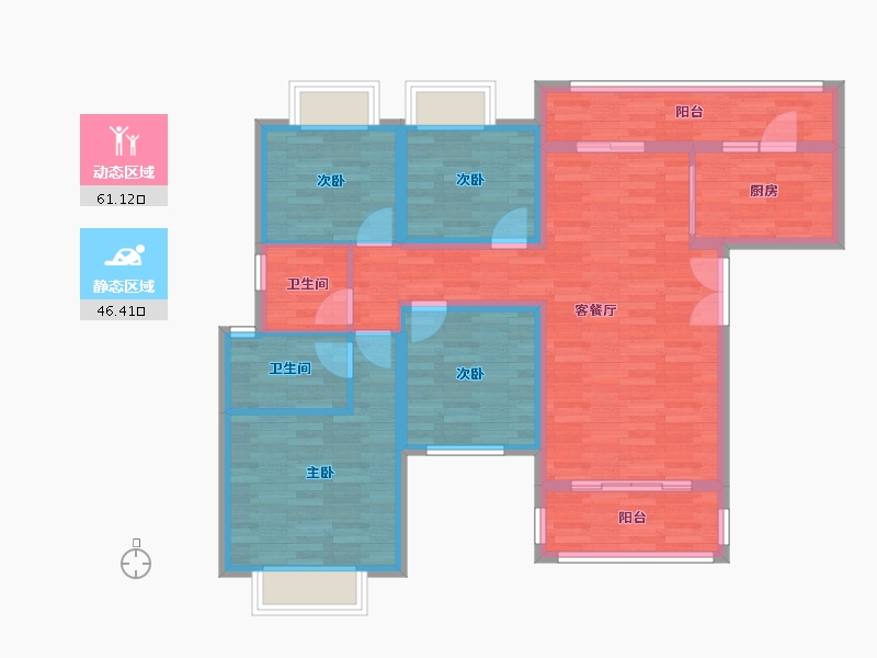 重庆-重庆市-龙湖紫云赋117m²-95.41-户型库-动静分区