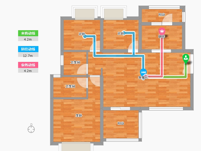 重庆-重庆市-龙湖紫云赋99m²-80.14-户型库-动静线