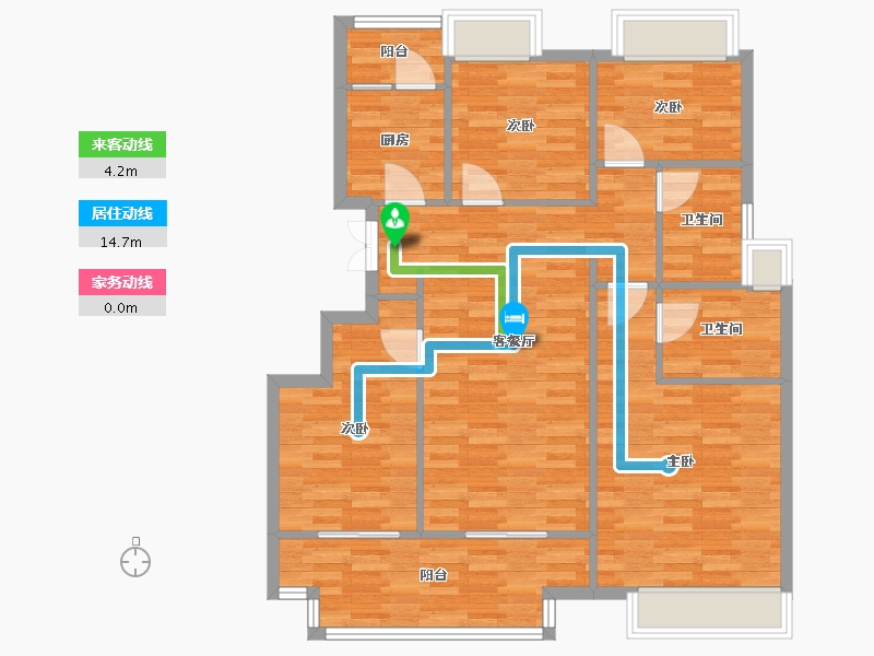 重庆-重庆市-江州锦云洋房9号楼,洋房3号楼套内面积102m²-102.00-户型库-动静线