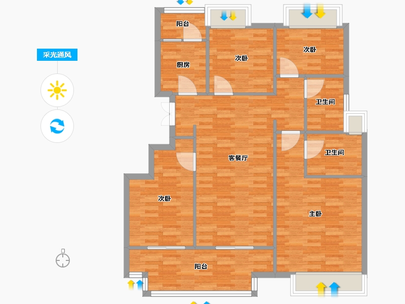 重庆-重庆市-江州锦云洋房9号楼,洋房3号楼套内面积102m²-102.00-户型库-采光通风