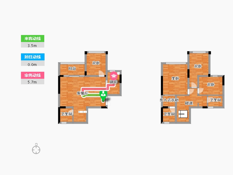 重庆-重庆市-金科美的原上2号地块A7栋,2号地块A8栋套内104m²-114.19-户型库-动静线