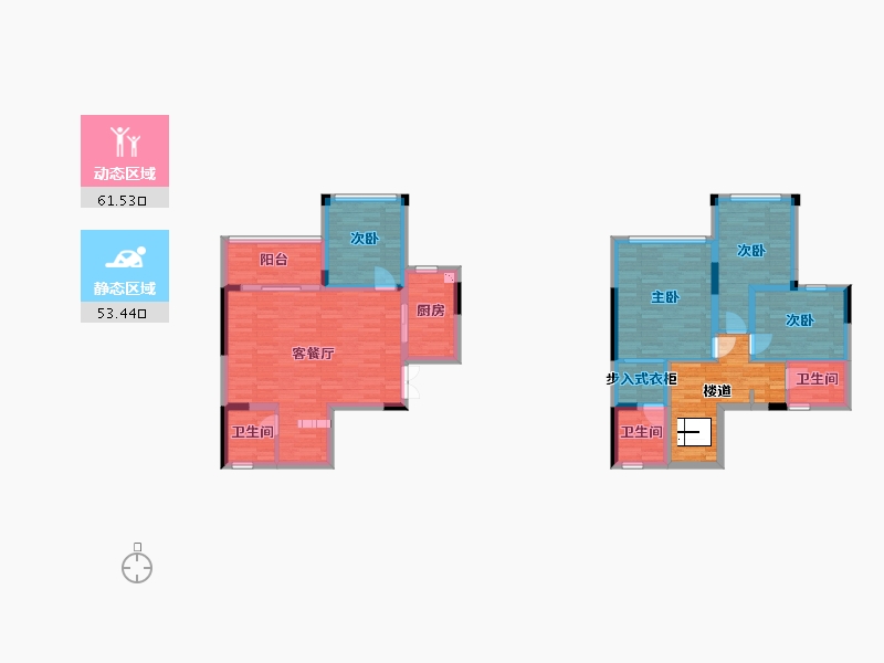 重庆-重庆市-金科美的原上2号地块A7栋,2号地块A8栋套内104m²-114.19-户型库-动静分区