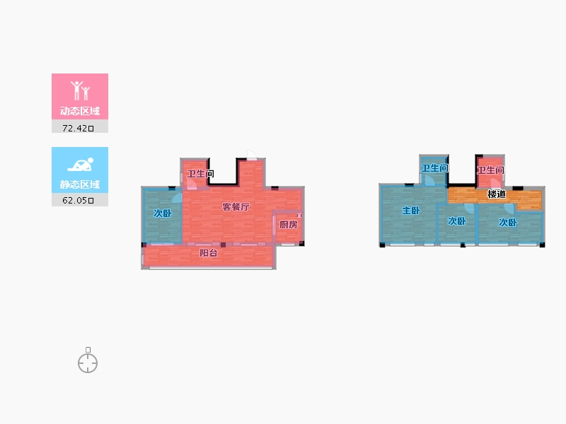 重庆-重庆市-金科美的原上2号地块A7栋,2号地块A8栋套内111m²-130.04-户型库-动静分区