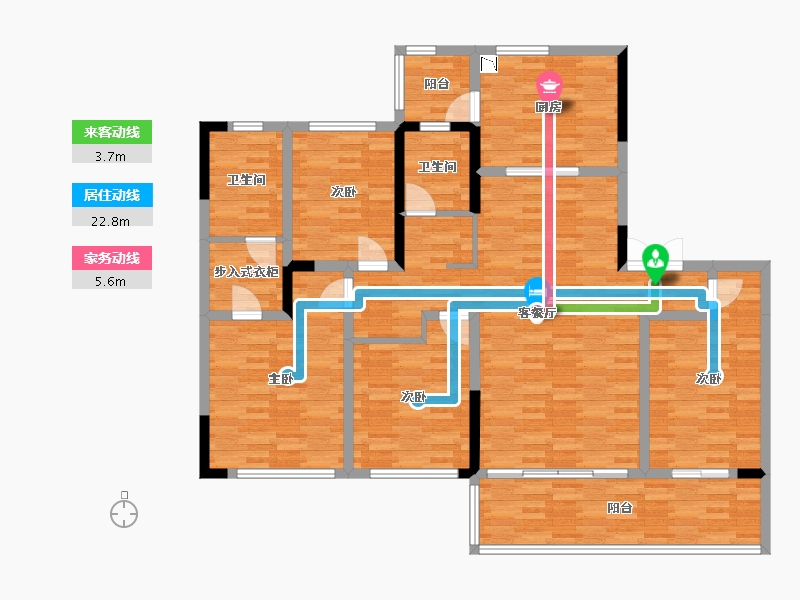 重庆-重庆市-华侨城云麓台洋房6,7,8,9,10,11,12,13,14,15号楼套内141m²-133.75-户型库-动静线