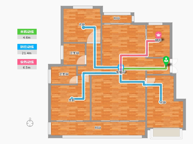 重庆-重庆市-禹洲雍锦府36号楼,33号楼套内面积120m²-120.01-户型库-动静线