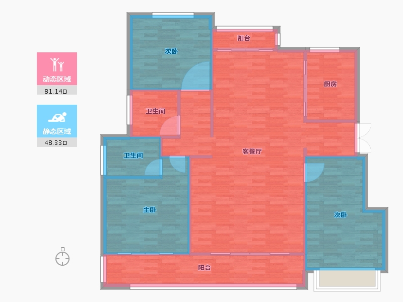 重庆-重庆市-禹洲雍锦府36号楼,33号楼套内面积120m²-120.01-户型库-动静分区