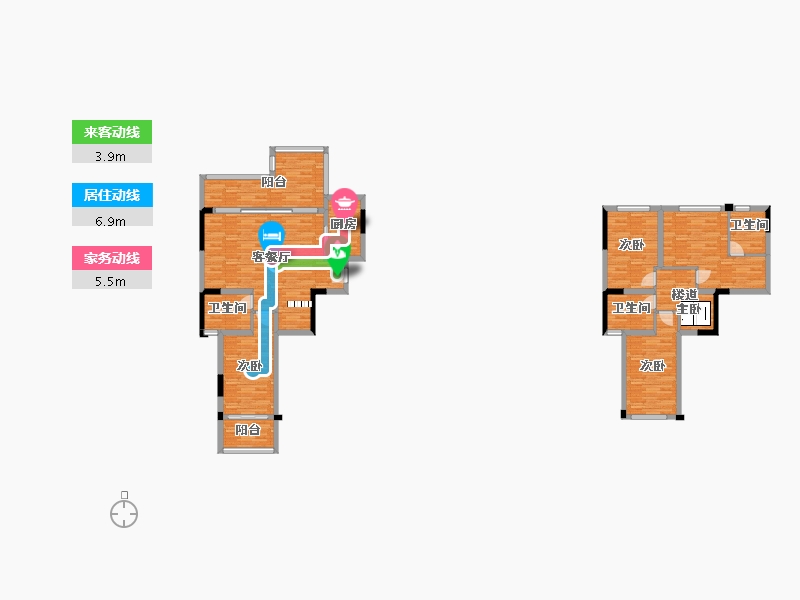 重庆-重庆市-金科美的原上2号地块A7栋,2号地块A8栋套内112m²-137.18-户型库-动静线