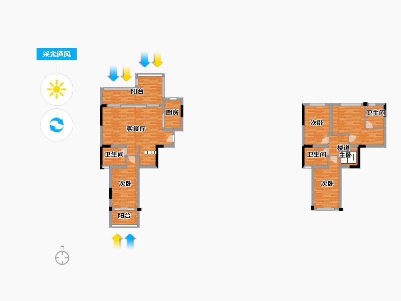 重庆-重庆市-金科美的原上2号地块A7栋,2号地块A8栋套内112m²-137.18-户型库-采光通风