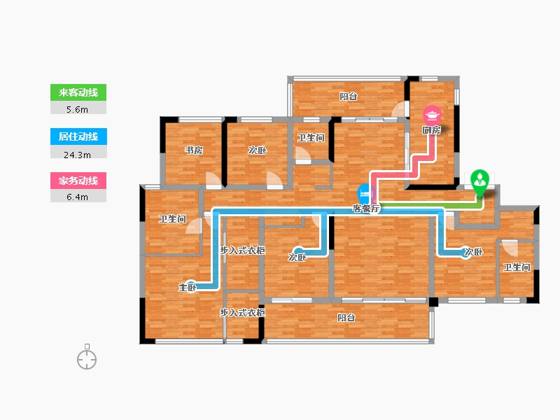 重庆-重庆市-华侨城云麓台洋房5,4号,1,2,3号楼套内182m²-175.31-户型库-动静线