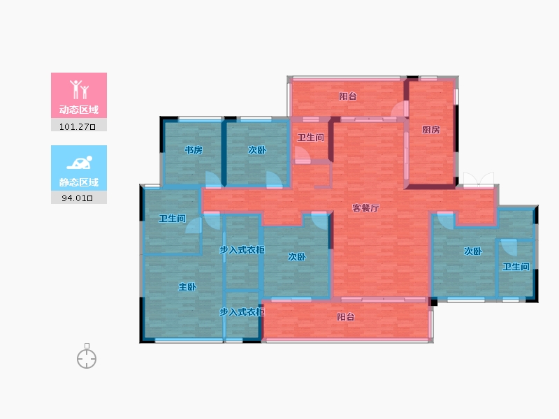 重庆-重庆市-华侨城云麓台洋房5,4号,1,2,3号楼套内182m²-175.31-户型库-动静分区