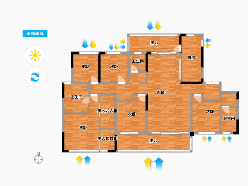 重庆-重庆市-华侨城云麓台洋房5,4号,1,2,3号楼套内182m²-175.31-户型库-采光通风