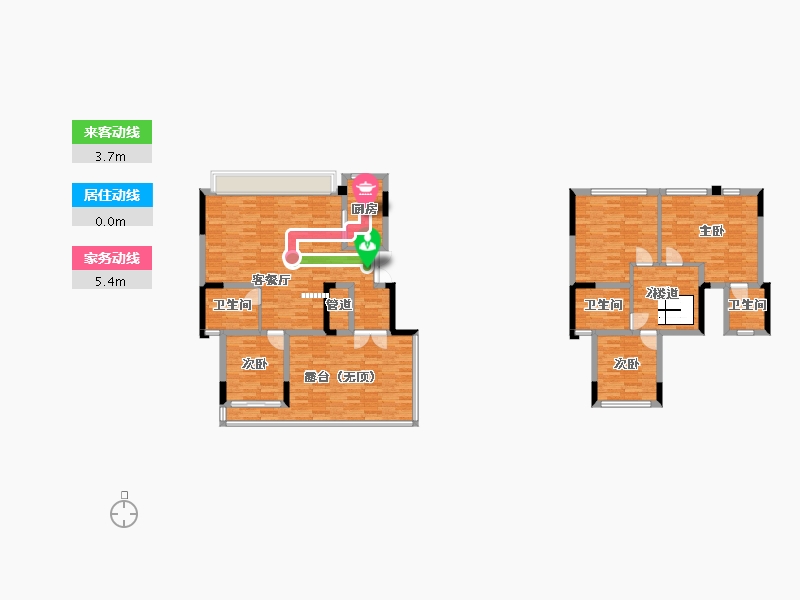 重庆-重庆市-金科美的原上2号地块A7栋,2号地块A8栋套内115m²-142.96-户型库-动静线