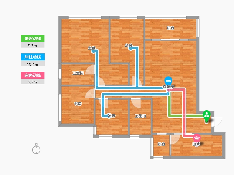 重庆-重庆市-恒大中渝广场天璟高层4号楼,天璟高层3号套内115m²-106.29-户型库-动静线