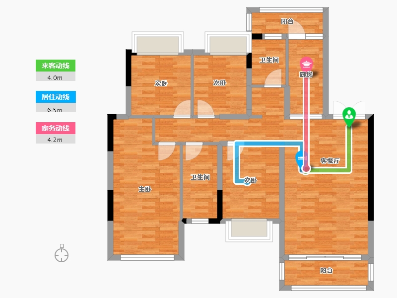 重庆-重庆市-合谊榕府4号楼,3号楼,8号楼,5号楼,6号楼,7号楼128m²-97.70-户型库-动静线