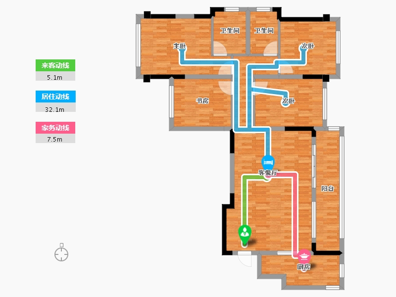 重庆-重庆市-朗诗乐府10栋,11栋126m²-109.46-户型库-动静线