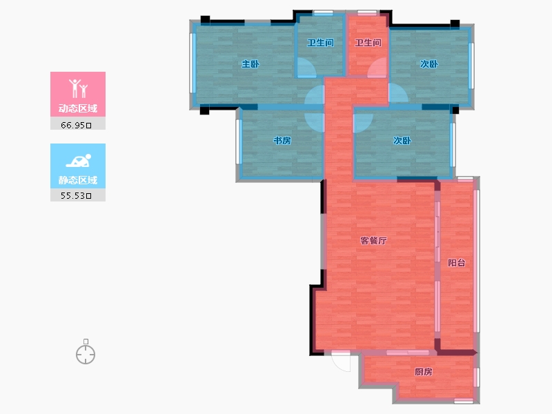 重庆-重庆市-朗诗乐府10栋,11栋126m²-109.46-户型库-动静分区