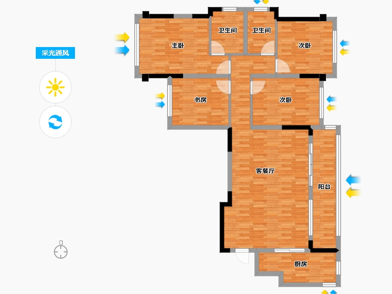 重庆-重庆市-朗诗乐府10栋,11栋126m²-109.46-户型库-采光通风