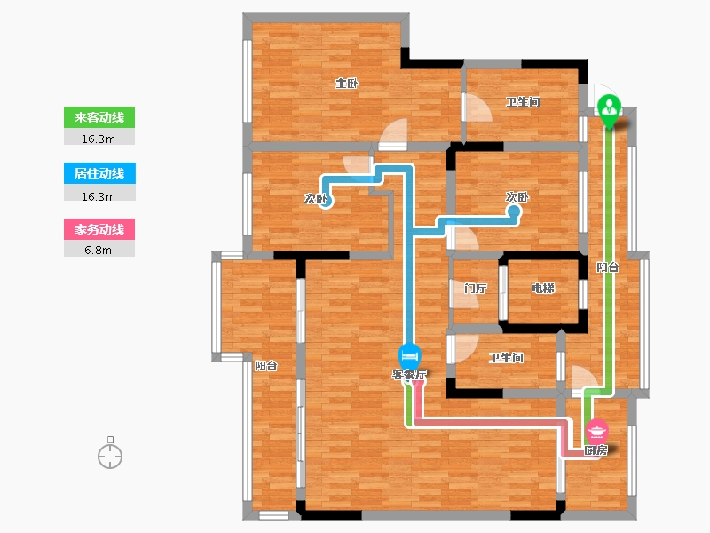 重庆-重庆市-朗诗乐府12栋146m²-121.79-户型库-动静线