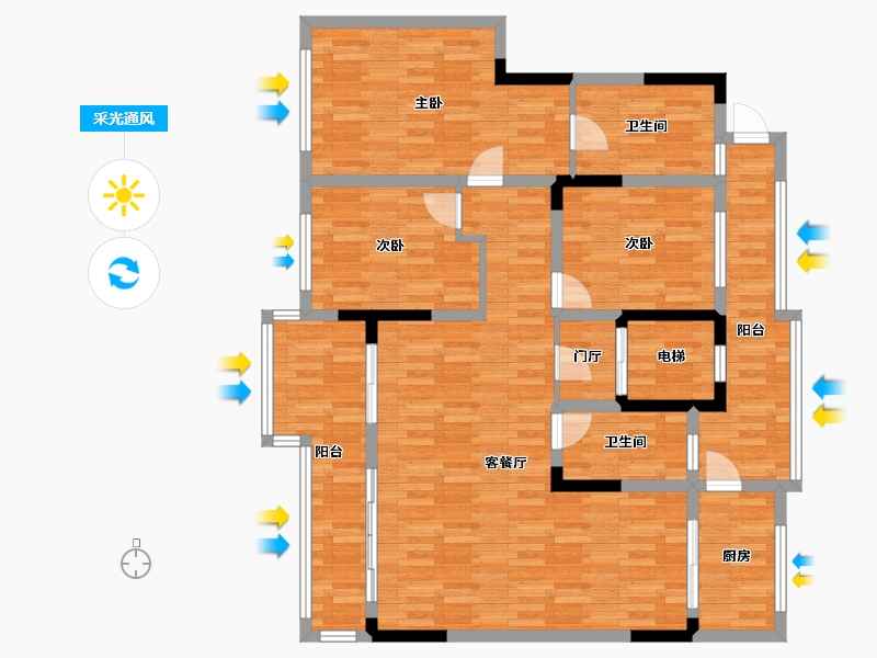 重庆-重庆市-朗诗乐府12栋146m²-121.79-户型库-采光通风