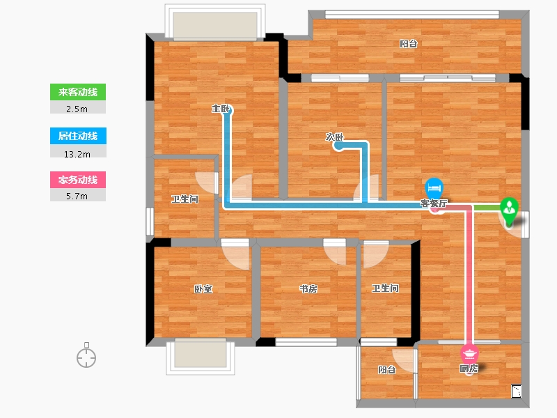 重庆-重庆市-光华安纳溪湖31,39,17,29,30,32套内101m²-97.65-户型库-动静线